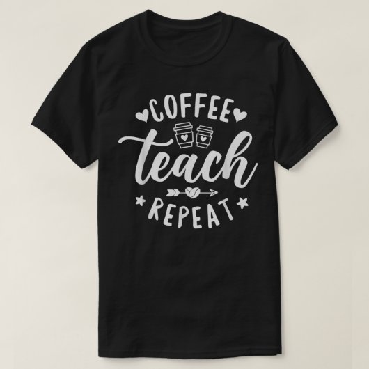 コーヒ教えーリピート、学校先生コーヒー Tシャツ (デザイン正面)
