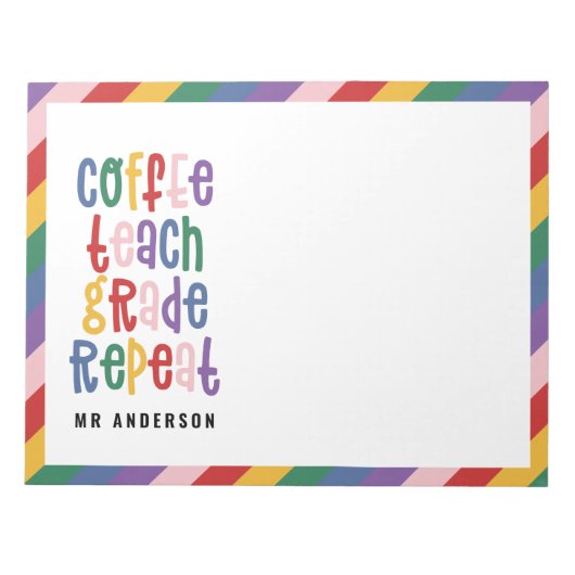 コーヒ教えー、グレード、リピートタイポグラフィ先生ラ ノートパッド (正面)