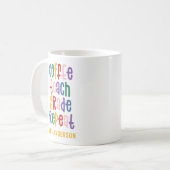 コーヒ教えー、グレード、繰り返しタイポグラフィ先生 コーヒーマグカップ (正面左)