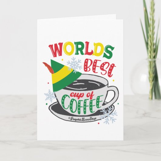 コーヒ最高のースのカップのクリスマス© GraphicLoveShop カード (正面)