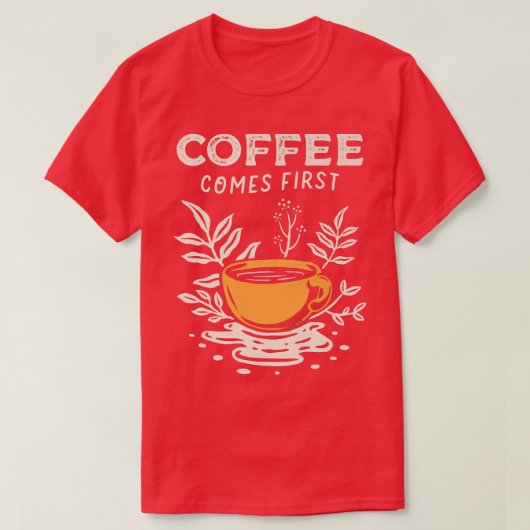 コーヒ来ー第1コーヒーカップコーヒー工場トレンディー Tシャツ (デザイン正面)