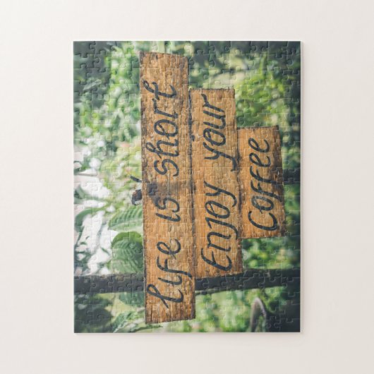 コーヒ楽しむーのサイン引用文アートのタイポグラフィ画像 ジグソーパズル (縦)