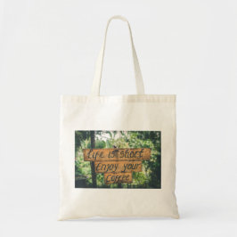 コーヒ楽しむーのサイン引用文アートのタイポグラフィ画像 トートバッグ