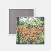 コーヒ楽しむーのサイン引用文アートのタイポグラフィ画像 マグネット (正面/裏面)