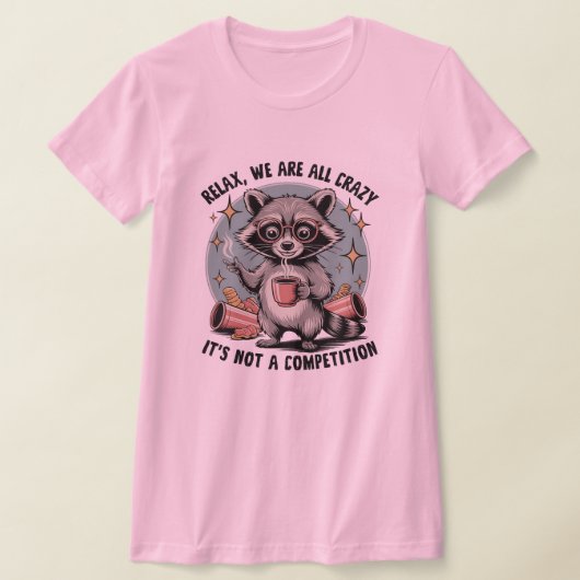 コーヒ熱狂するーのラクーンTシャツ Tシャツ (レイダウン)