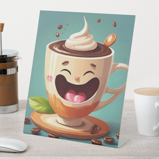 コーヒ熱狂するー – 台座標識 台座サイン (インサイチュ)