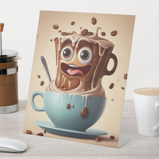 コーヒ熱狂するー – 台座標識 台座サイン (インサイチュ)