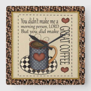 コーヒ素晴らしー時計 スクエア壁時計