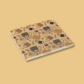 コーヒ素朴ーラブ – マグカップとハートパターン ガラスコースター