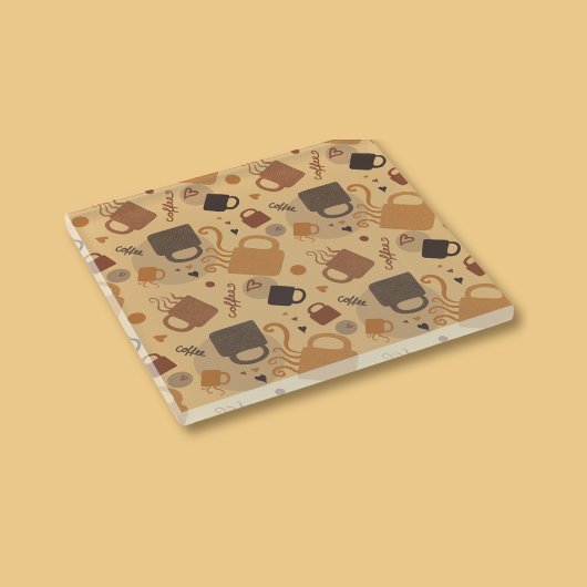 コーヒ素朴ーラブ – マグカップとハートパターン ガラスコースター