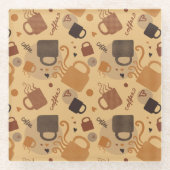 コーヒ素朴ーラブ – マグカップとハートパターン ガラスコースター (正面)