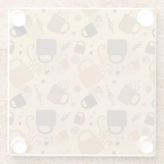 コーヒ素朴ーラブ – マグカップとハートパターン ガラスコースター (裏面)
