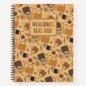 コーヒ素朴ーラブ – マグカップとハートパターン ノートブック (正面)