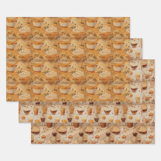 コーヒ素朴ーヴィンテージ水色セットNo1 ラッピングペーパーシート (セット)