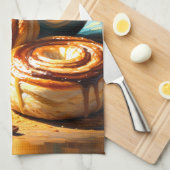 コーヒ絵を描ーカップとシナモンの転が抽象芸術 キッチンタオル (四つ折り)