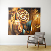 コーヒ絵を描ーカップとシナモンの転が抽象芸術 タペストリー (インサイチュ(横))