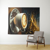 コーヒ絵画ーカップ抽象芸術 タペストリー (インサイチュ(横))