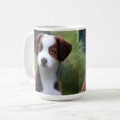 コーヒ縁どーマグ、Bruce The Collie Puppy コーヒーマグカップ (正面左)