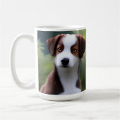 コーヒ縁どーマグ、Bruce The Collie Puppy コーヒーマグカップ (左)