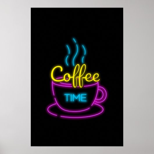 コーヒ芸術的ーショップネオンアート簡単コーヒーアート ポスター (正面)