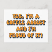 コーヒ誇りを持ったー中毒おもしろいレトロ1980年代ユーモアことわざ ポストカード (正面)