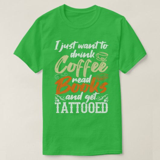 コーヒ読ーの本のタトゥー Tシャツ (デザイン正面)
