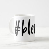 コーヒ賛美ーマグ黒白感謝感謝 コーヒーマグカップ (正面左)