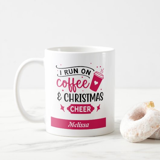 コーヒ走ーとクリスマスの応援名 コーヒーマグカップ (ドーナツ)