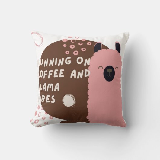 コーヒ走ーとラマのビベスデザイン クッション (正面)
