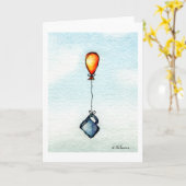 コーヒ飛んでいるー水の色グリーティングカード カード (黄色い花)