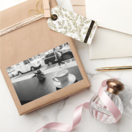 コーヒ魅力的ーバー 長方形シール