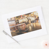 コーヒ魅力的ー時間カフェ 長方形シール (封筒)