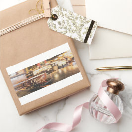 コーヒ魅力的ー時間カフェ 長方形シール