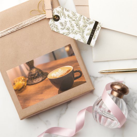 コーヒ魅力的ー時間 長方形シール (ギフト)