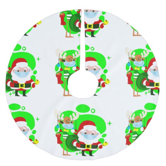 コービッドクリスマスサンタクロースのトナカイ ブラッシュドポリエステルツリースカート (正面)