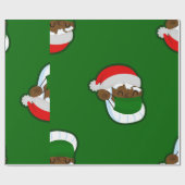 コービッドクリスマス顔マスクブラックサンタ ラッピングペーパー (フラット)