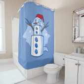 コービデおもしろいィスクリスマストイレ紙雪だるま シャワーカーテン (インサイチュ)