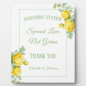 コービデ結婚スシンボルや象徴イエローローズパーソナライズされた フォトプラーク (正面)