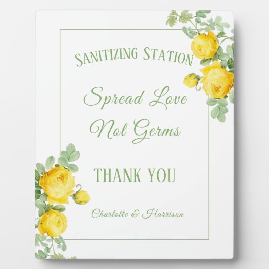 コービデ結婚スシンボルや象徴イエローローズパーソナライズされた フォトプラーク (正面)