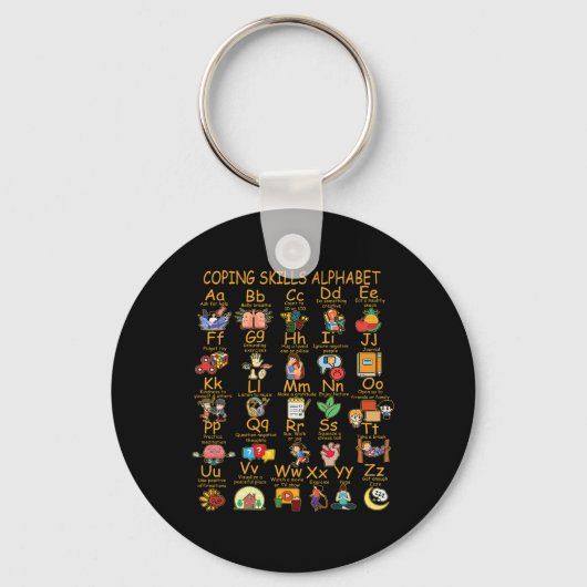 コーピングスキルアルファベットメンタルヘルス認識度Cou キーホルダー (正面)