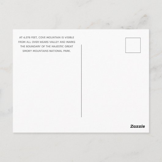 コーブマウンテン素晴らしインザスモキー山脈 ポストカード (裏面)