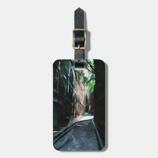 コーブルストーン通りビーコンヒルボストン抽象芸術 ラゲッジタグ (正面縦)