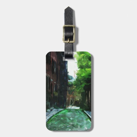 コーブルストーン通りビーコンヒルボストン抽象芸術 ラゲッジタグ (正面縦)