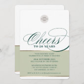 コーポレートパーティー エレガントなビジネス お祝い 緑 金 招待状 (正面/裏面)