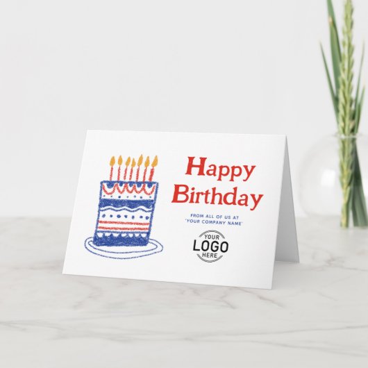 コーポレートロゴ 楽しい シンプル ケーキ ビジネス 誕生日 カード (正面)