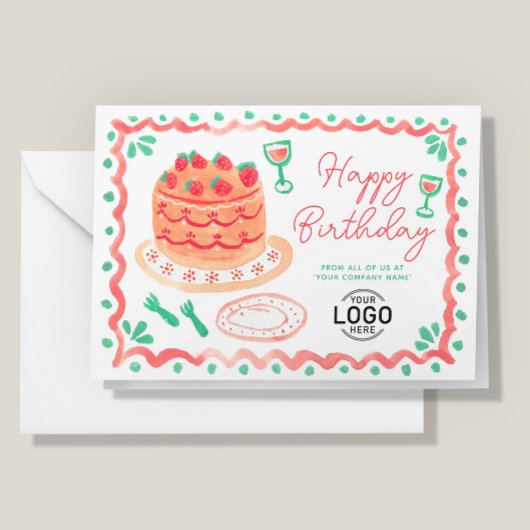 コーポレート ロゴ かわいい 水彩 誕生日 カード