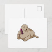 コームを持つ美容師としてのシール ポストカード (正面/裏面)