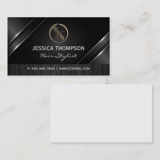 コームシザーロゴ | メタリック | ウッド 名刺 (正面/裏面)