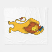 コーム付きライオン フリースブランケット (正面(横))