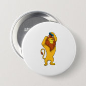 コーム付きライオン 缶バッジ (正面&裏面)